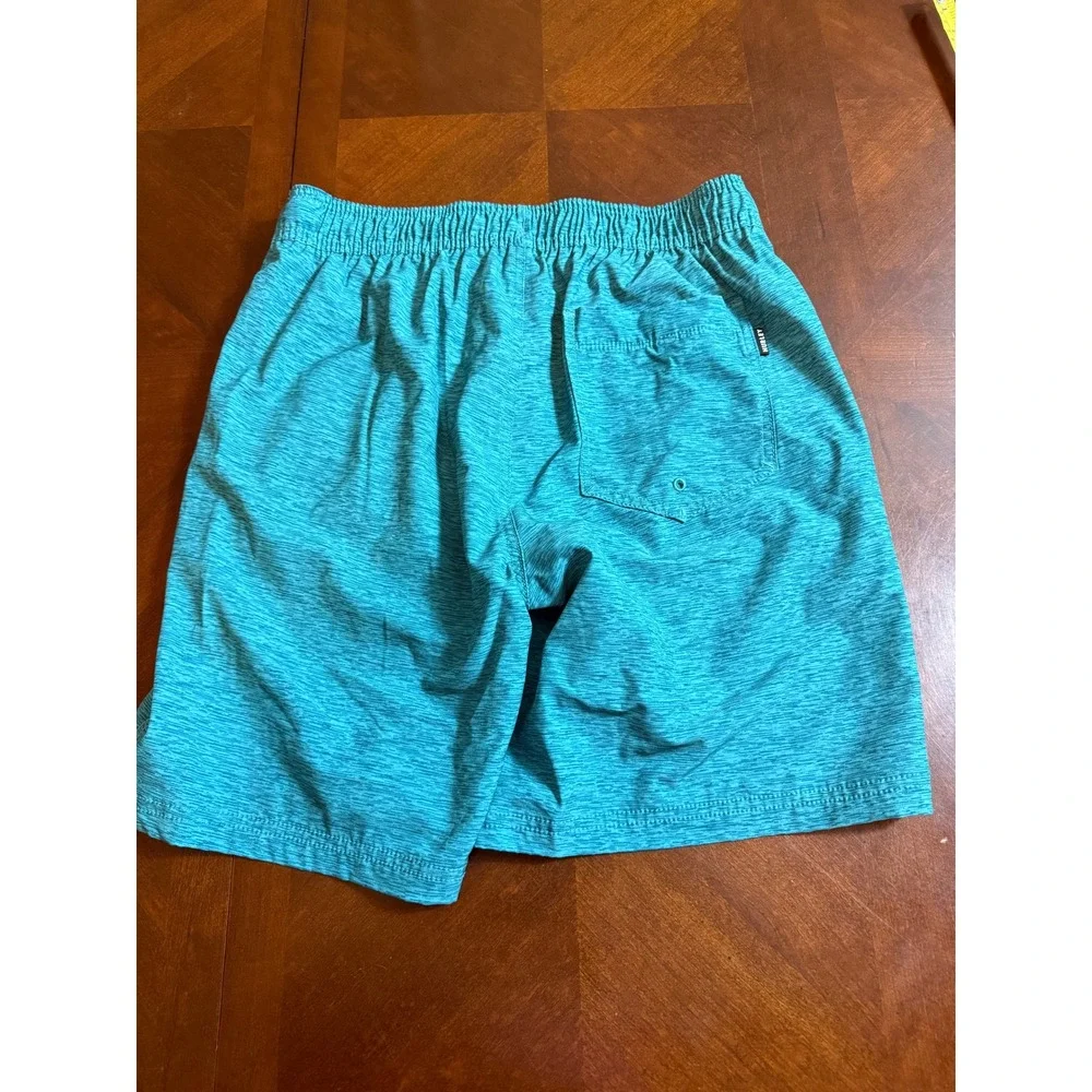Hurley Youth Boys Swim Trunks Shorts Turquoise‎ Blue M Elastic Waist Drawstring